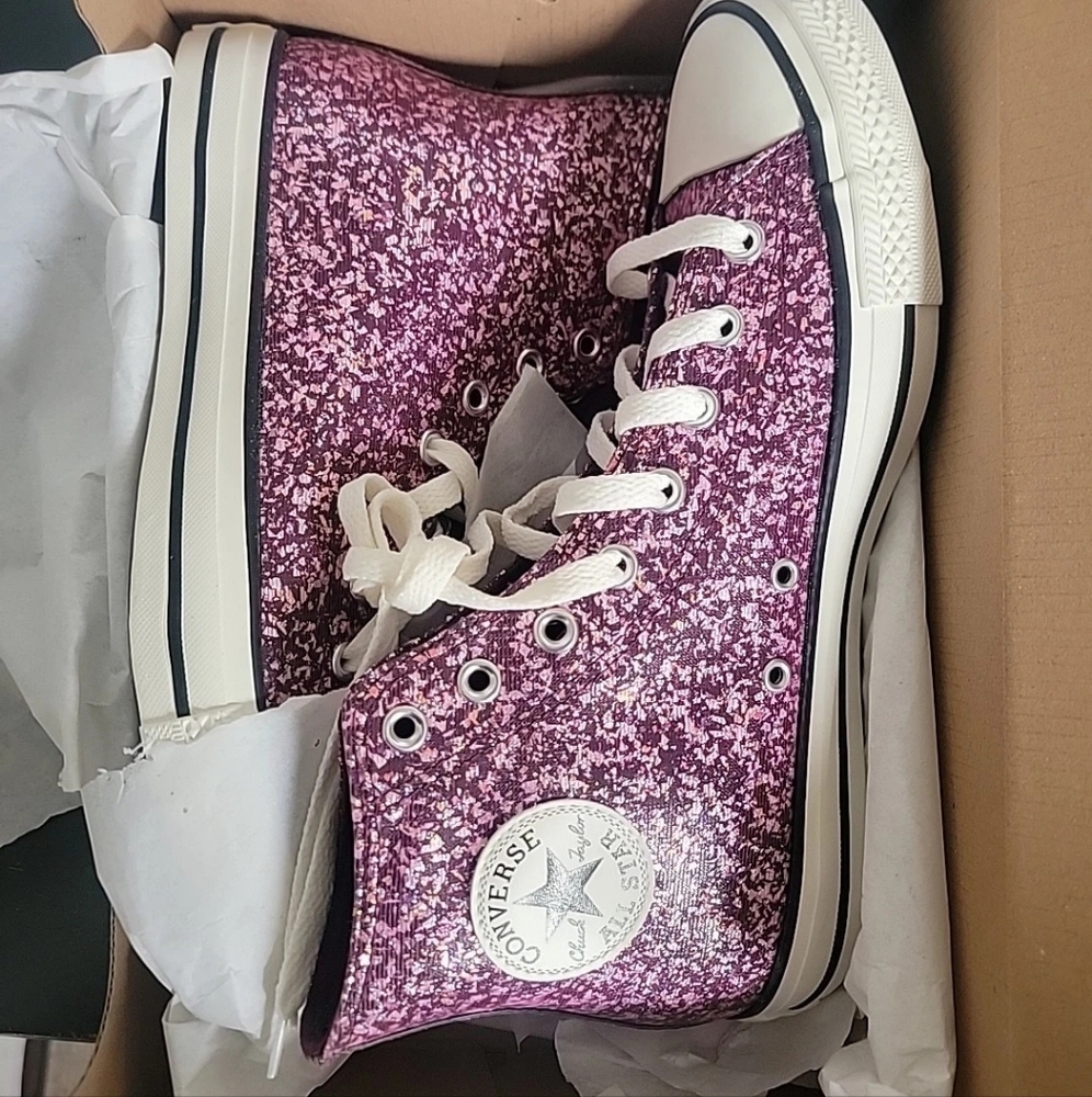 Converse Chuck Taylor All Star Hi Purple Pink Glitter Shoes Women Sz 11 NEW!